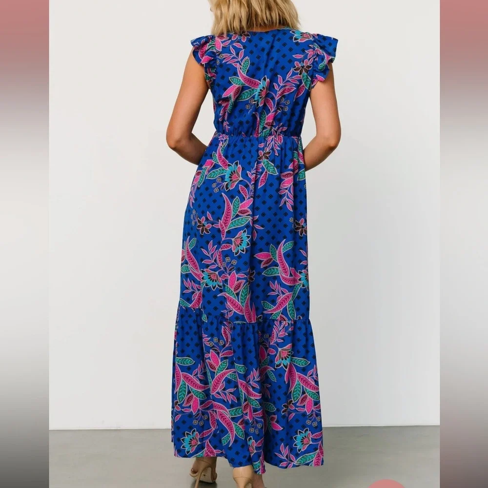 ❌SOLD❌Baltic Born Indigo Print Biscayne Blue & Pink Maxi Dress SIZE XL - Picture 2 of 8